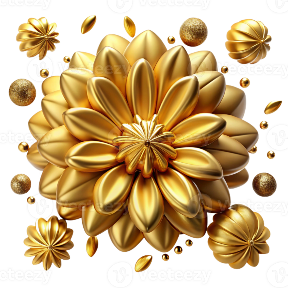 impressive contemporary Gold Embossed Floral Texture Isolated Pattern premium png