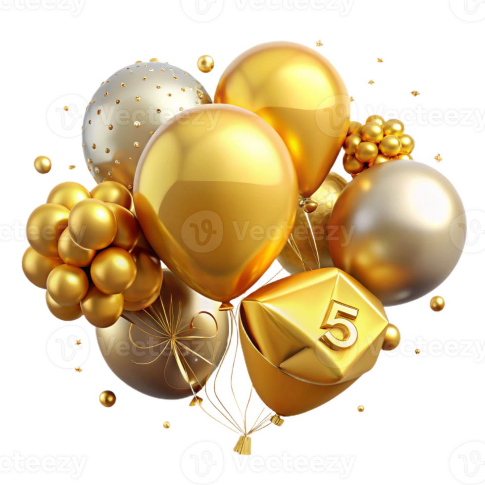 beautiful minimalist Golden Anniversary Balloons Numbered Transparent genuine png