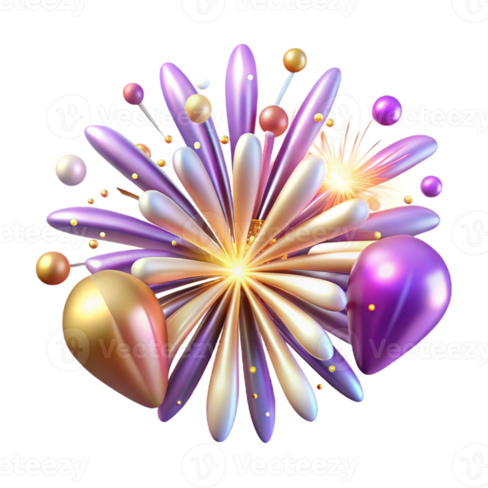 vibrant creative Golden Fireworks Explosion Cutout for New Year Designs png