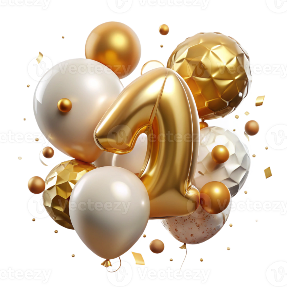 stunning artistic Golden Number Balloons Anniversary Celebration Transparent original png