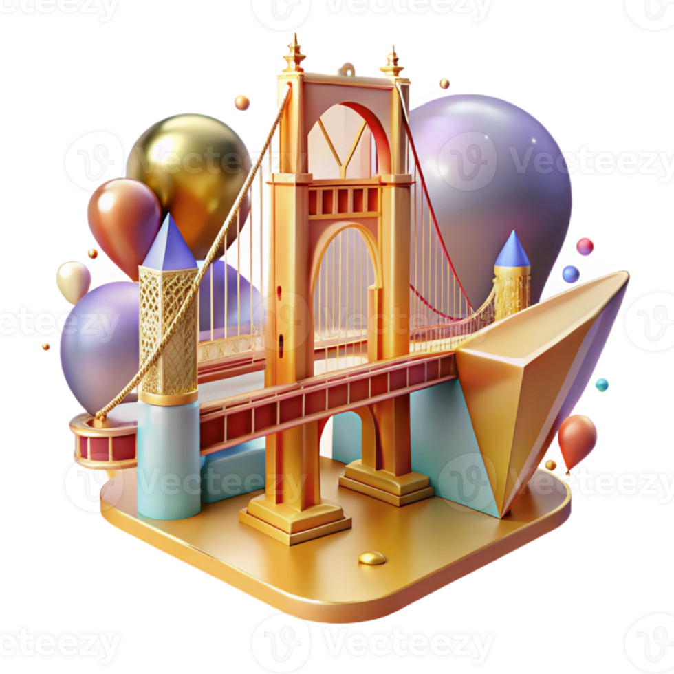 wonderful artistic Golden Gate Bridge Cutout for San Francisco Landmarks premium png