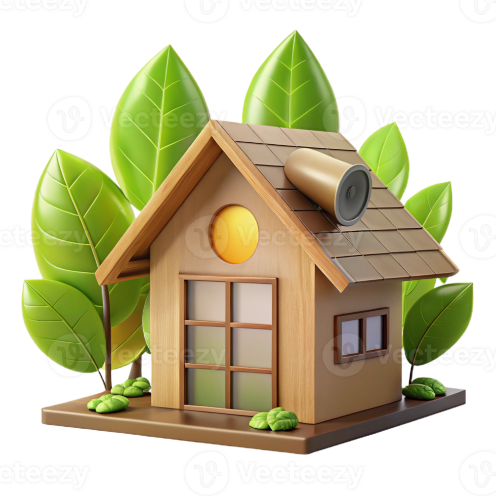 impressive artistic Sustainable eco-house, built with natural materials, sunlight filtering through leaves, warm and inviting, environmentally conscious style, high resolution png