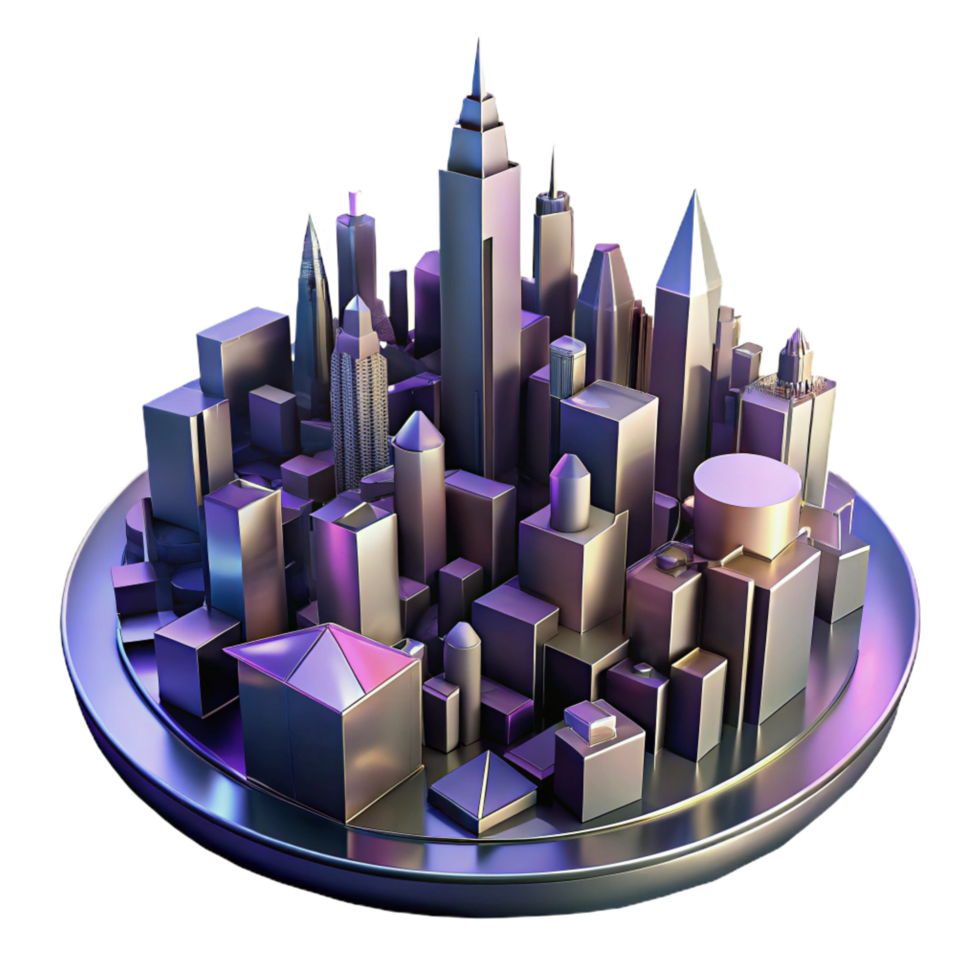 wonderful contemporary A chaotic, abstract cityscape, with a dramatic, high-contrast lighting, in a futuristic style high resolution png
