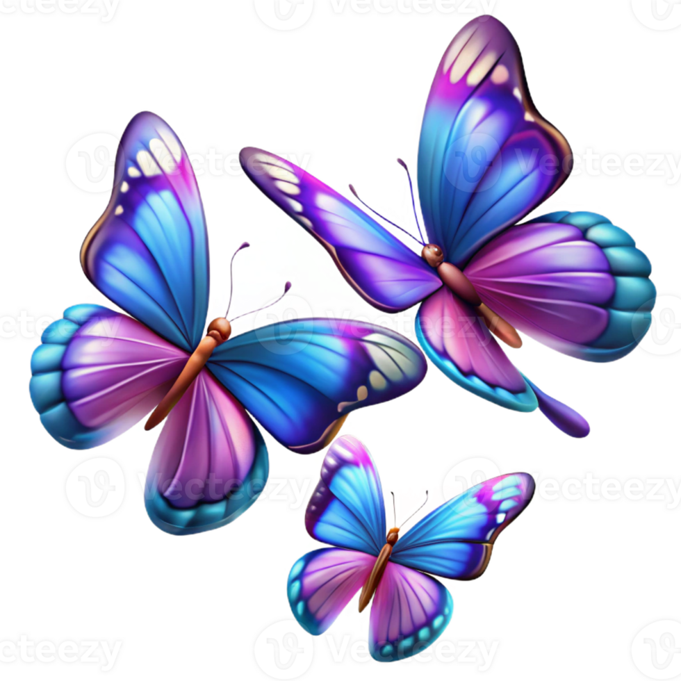 beautiful contemporary A group of butterflies in flight, vibrant wing patterns, dynamic lighting high resolution png