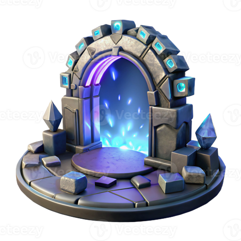 stunning contemporary A hidden portal shimmering with magical energy, surrounded by ancient runes, illuminated by the pulsating light of the portal itself high quality png