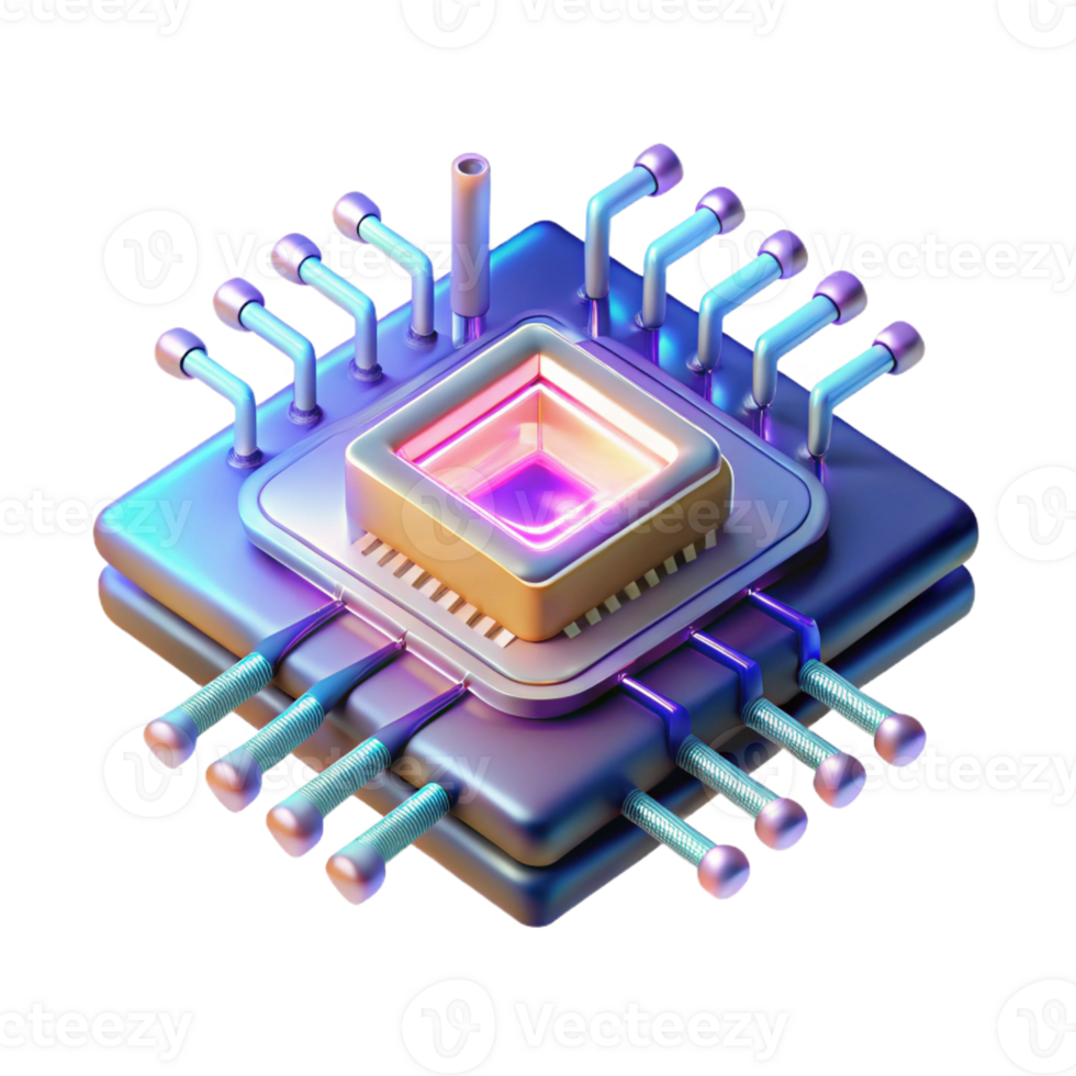 extraordinary modern A microscopic view of a quantum computer chip, intricate pathways of light pulsing through its core, illuminated by vibrant laser light, abstract style authentic png