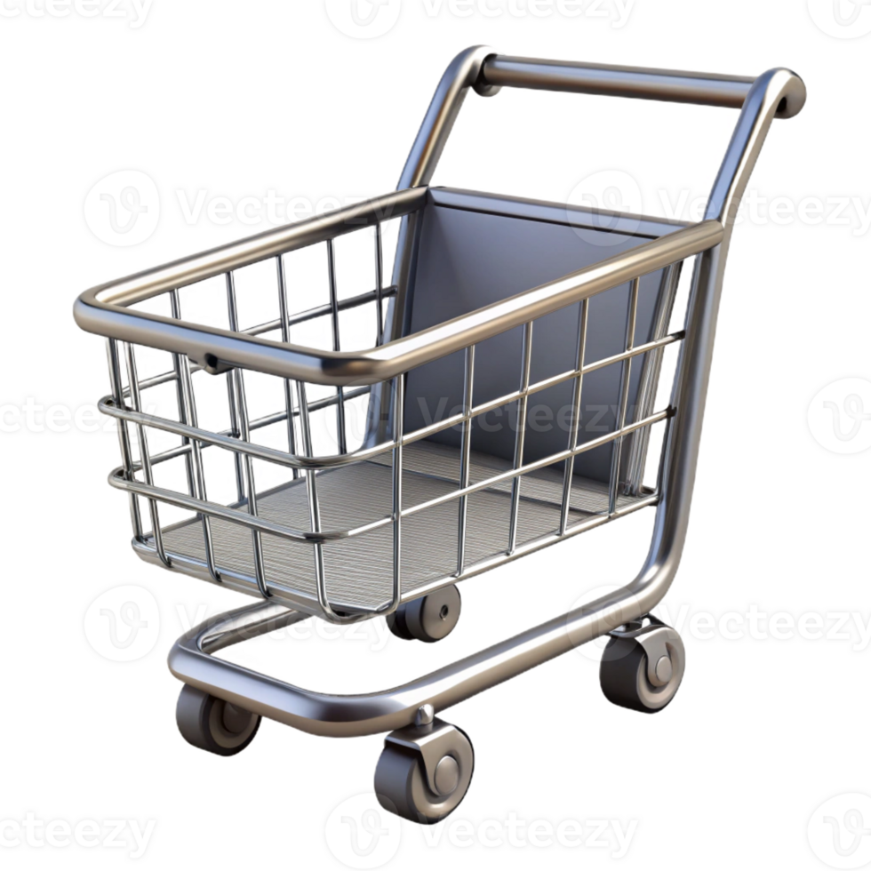 stunning artistic A shopping cart, empty, metal, genuine png