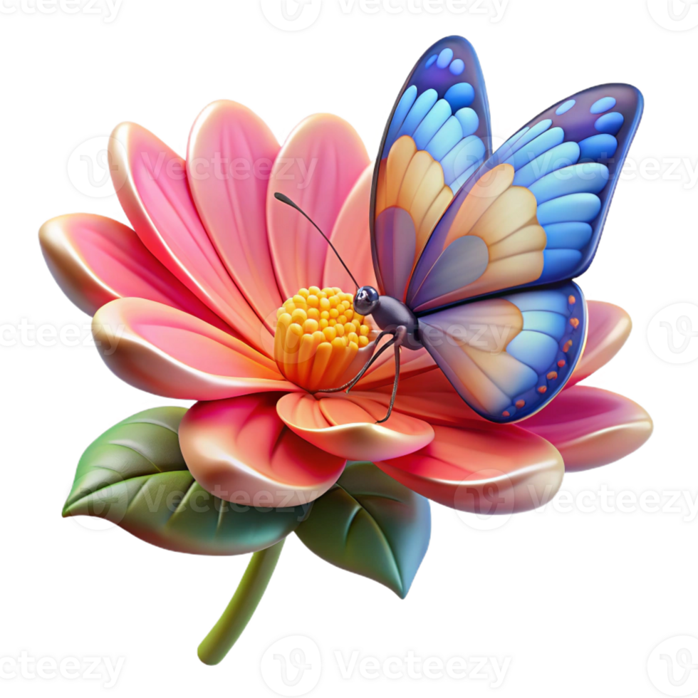 beautiful artistic A delicate butterfly resting on a blooming flower, vibrant colors and intricate wing patterns emphasized, in a macro photography style detailed png