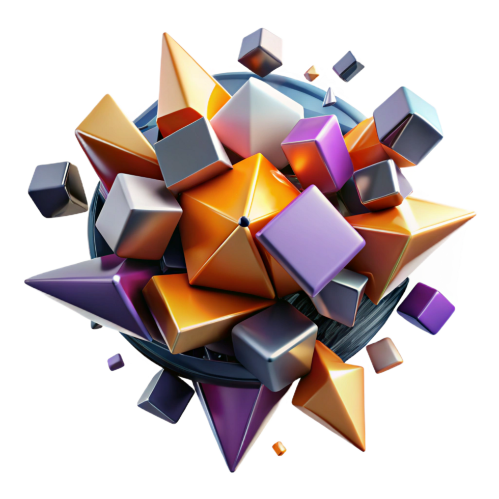 magnificent traditional A dynamic composition of fragmented shapes and bold colors, resembling a shattered mirror, with a high-contrast, graphic style high quality png