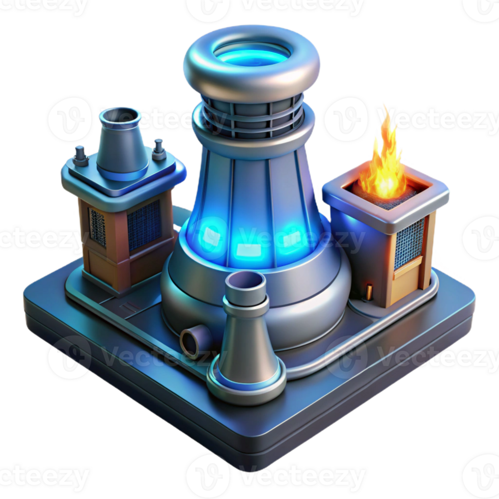 serene contemporary A futuristic power plant generating energy from fusion, glowing, futuristic style premium png