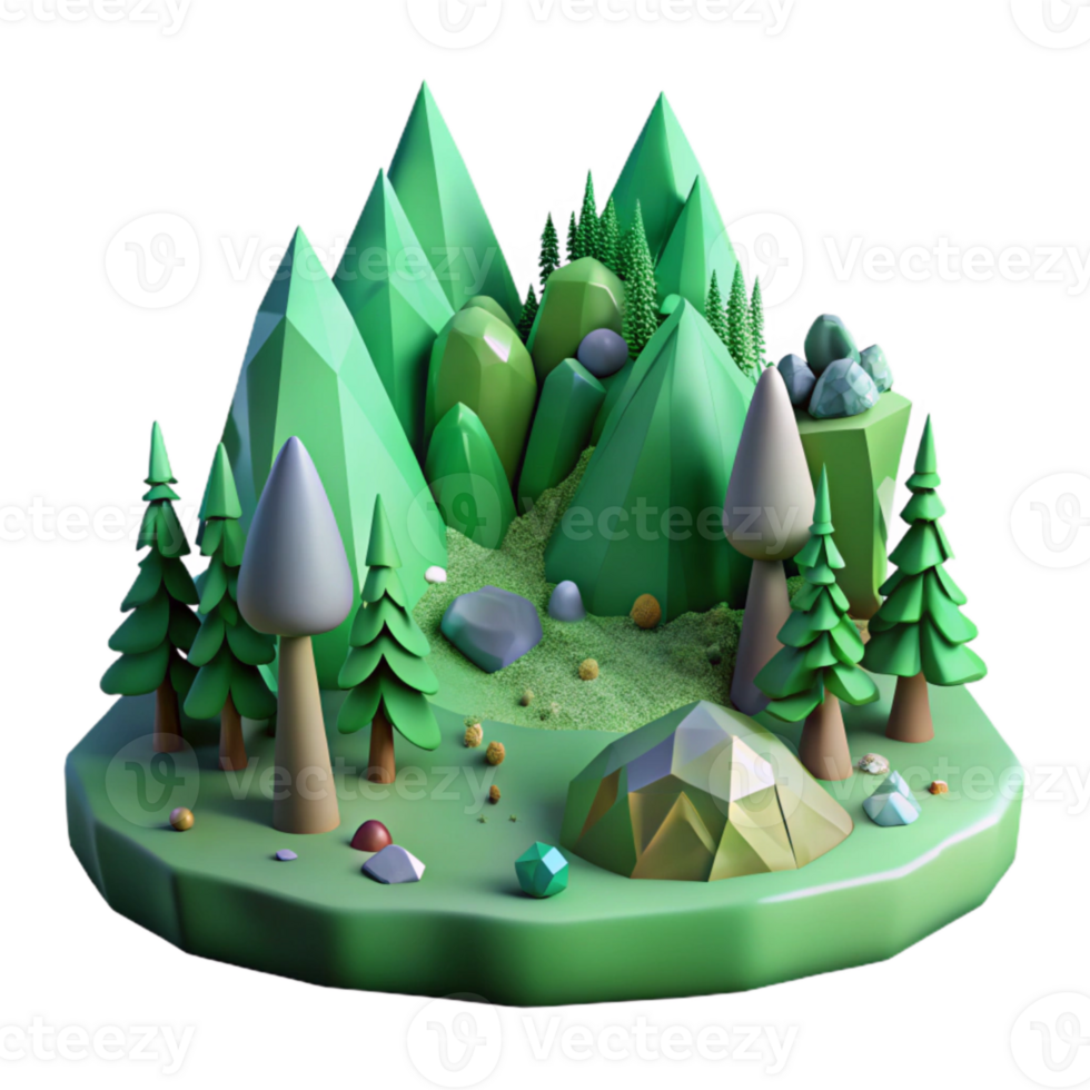 beautiful creative Green Forest Mountains Isolated for Adventure Design original png