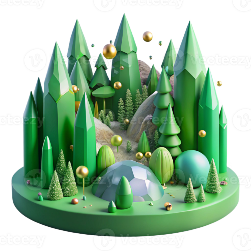 elegant minimalist Green Forest Panorama Transparent for Scenic Views png