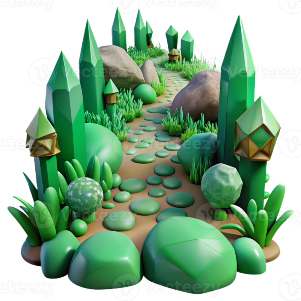 elegant contemporary Green Forest Path Stones Isolated for Garden Paths high quality png
