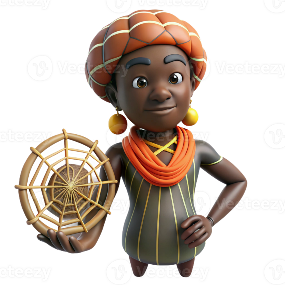 dramatic creative A wise Anansi spinning a web of stories, dappled forest lighting, West African folklore style genuine png