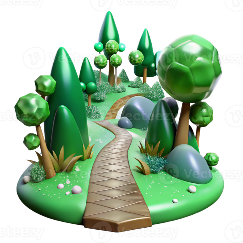 serene classic Green Forest Pathway Footprints Isolated for Hiking Themes exclusive png