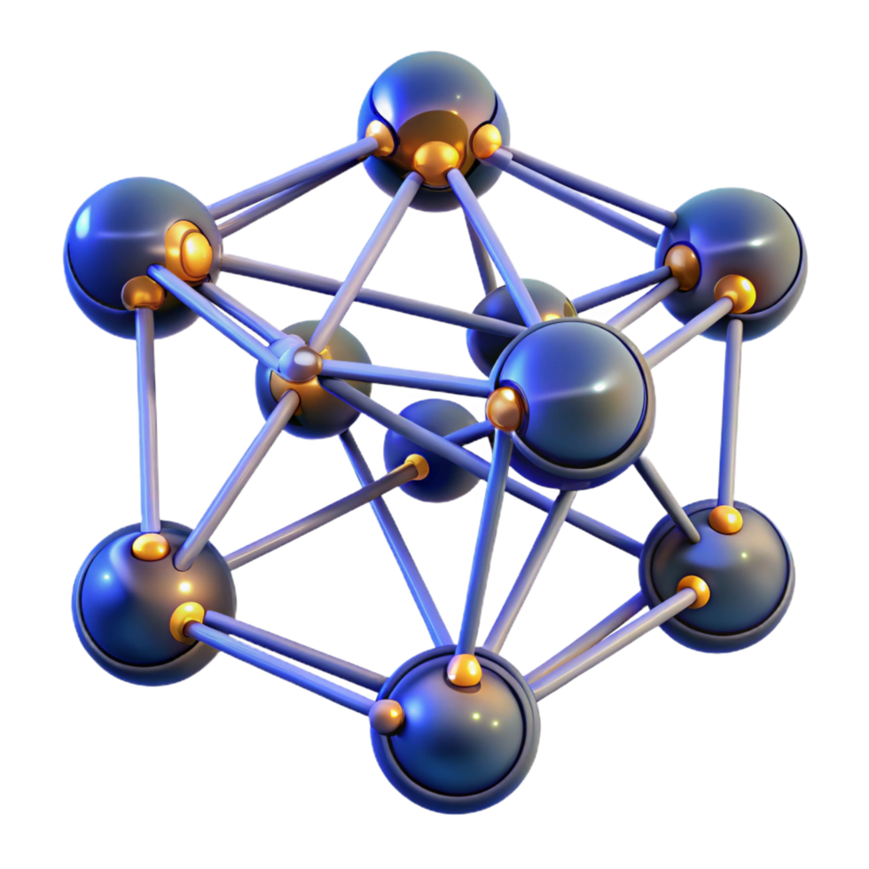 vibrant modern A network of interconnected, glowing nodes and filaments, resembling a neural network, with a dark, cyberpunk aesthetic detailed png