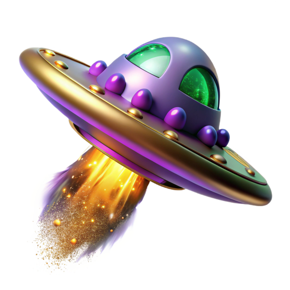 impressive creative A sleek, bioluminescent spaceship, pulsating with emerald green energy, soaring through a nebula of violet and gold dust. Soft, ethereal lighting, art nouveau style detailed png