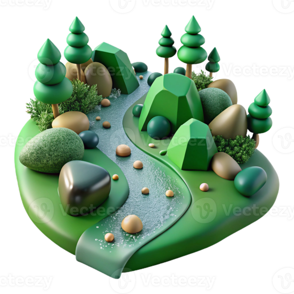 stunning rustic Green Forest Stream Pebbles Isolated for Realistic Textures png