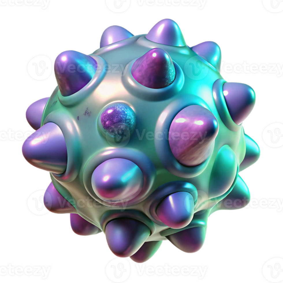beautiful modern A pulsating, organic form, resembling a living cell, with iridescent textures and bioluminescent accents detailed png