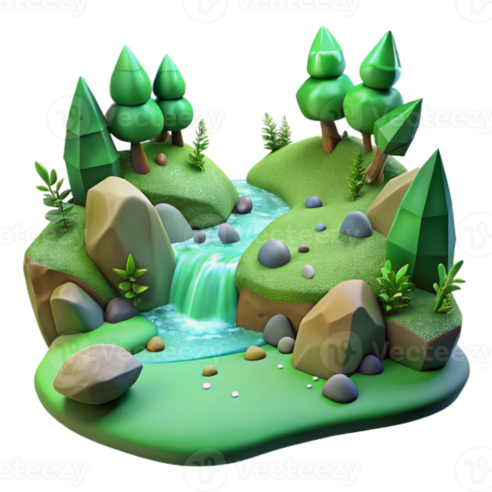 magnificent contemporary Green Forest Stream Rocks Isolated for Realistic Design genuine png