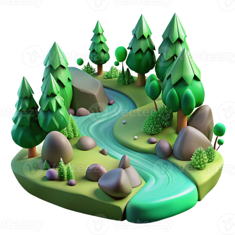 magnificent minimalist Green Forest Stream Rocks Isolated for Realistic Design genuine png