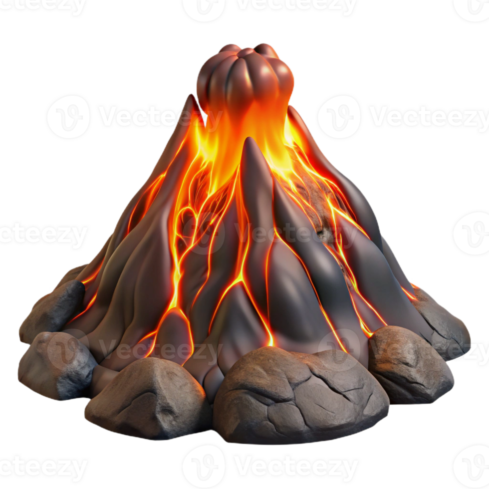 stunning rustic A volcanic eruption, molten lava flowing, dramatic lighting, geological photography style exclusive png