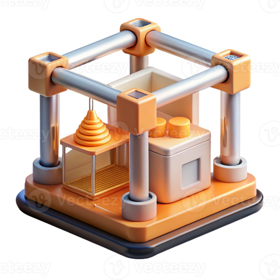 elegant abstract A 3D printer creating a complex, organic structure layer by layer, warm, industrial lighting exclusive png