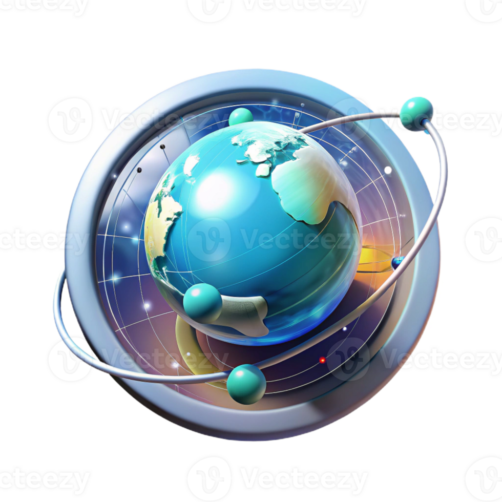 dramatic minimalist A holographic projection of planet Earth rotating slowly, surrounded by complex data visualizations, cool, clinical lighting, futuristic style detailed png