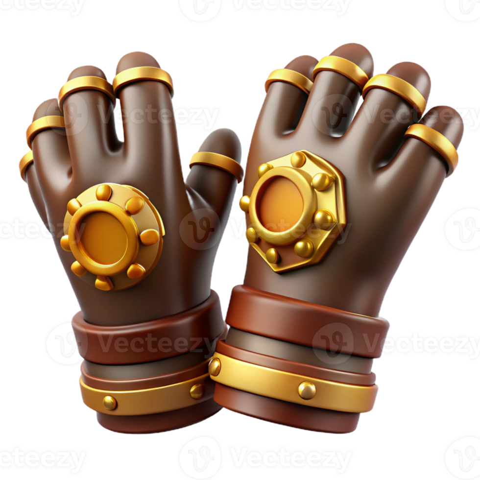 wonderful rustic Steampunk gloves with articulated fingers and brass knuckles original png