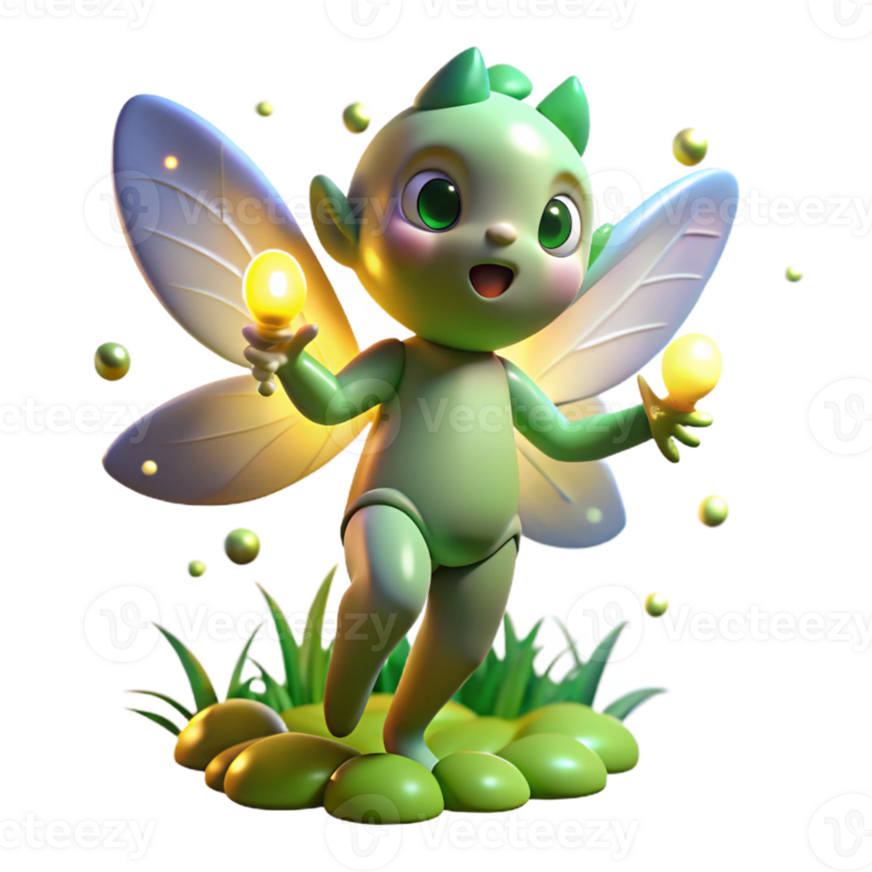 vibrant abstract A playful sprite with wings of pure light, dancing among a field of glowing, magical flowers, illuminated by the soft glow of fireflies genuine png