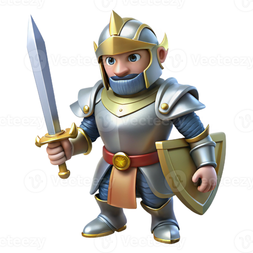 extraordinary modern A valiant knight in shining armor with a raised sword original png
