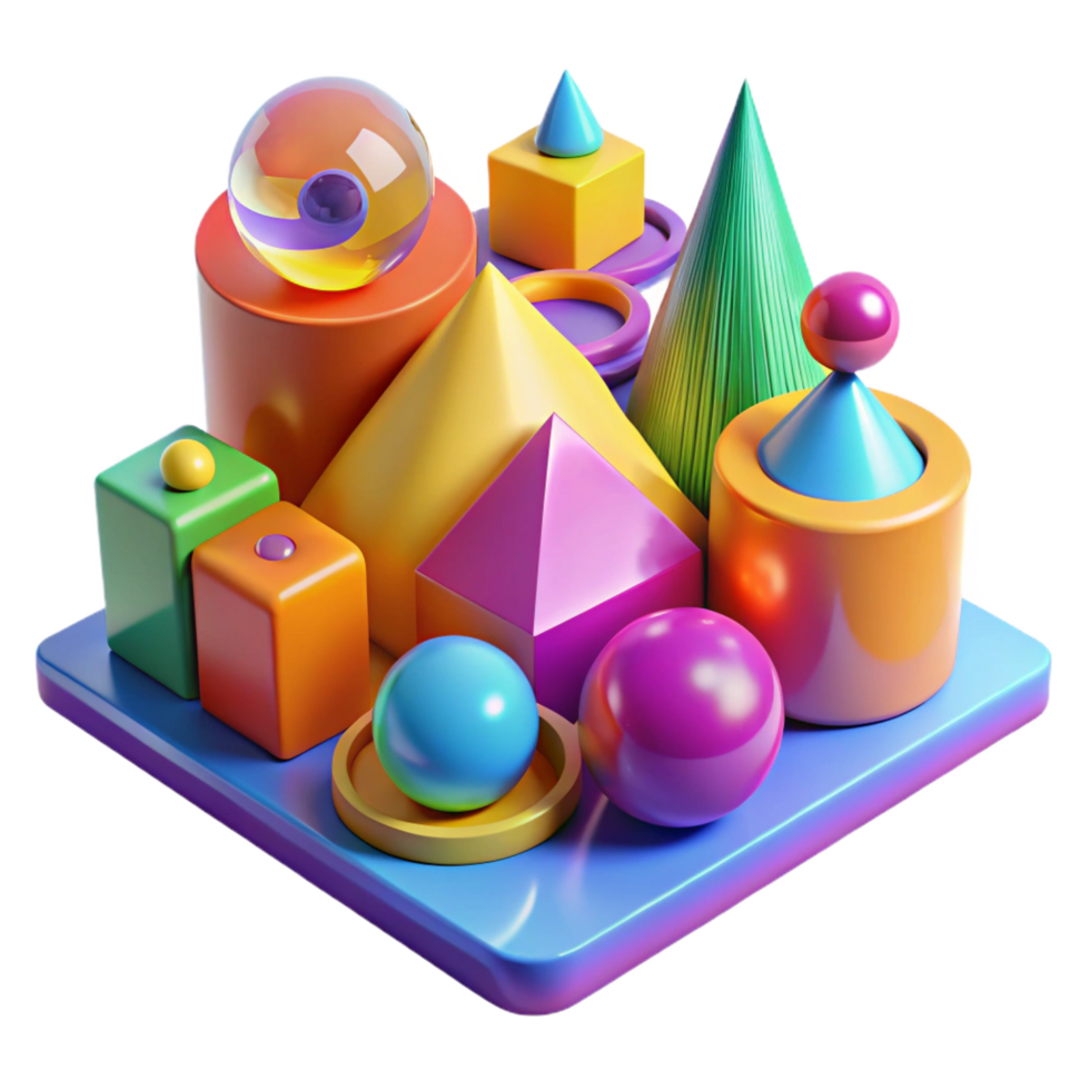 dramatic artistic A field of colorful, geometric shapes, with a bright, playful lighting, in a pop art style high resolution png