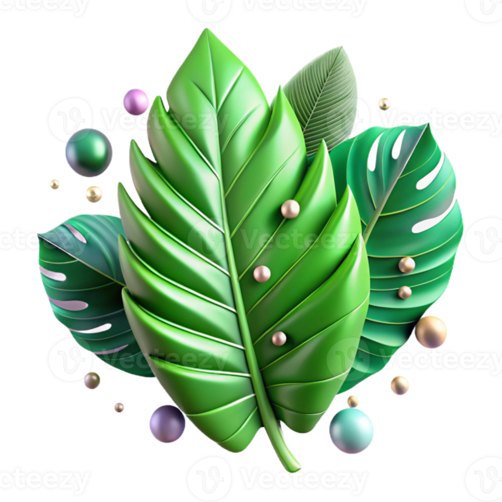wonderful abstract Green Leaf Tropical Plant Foliage Cutout for Botanical Prints genuine png