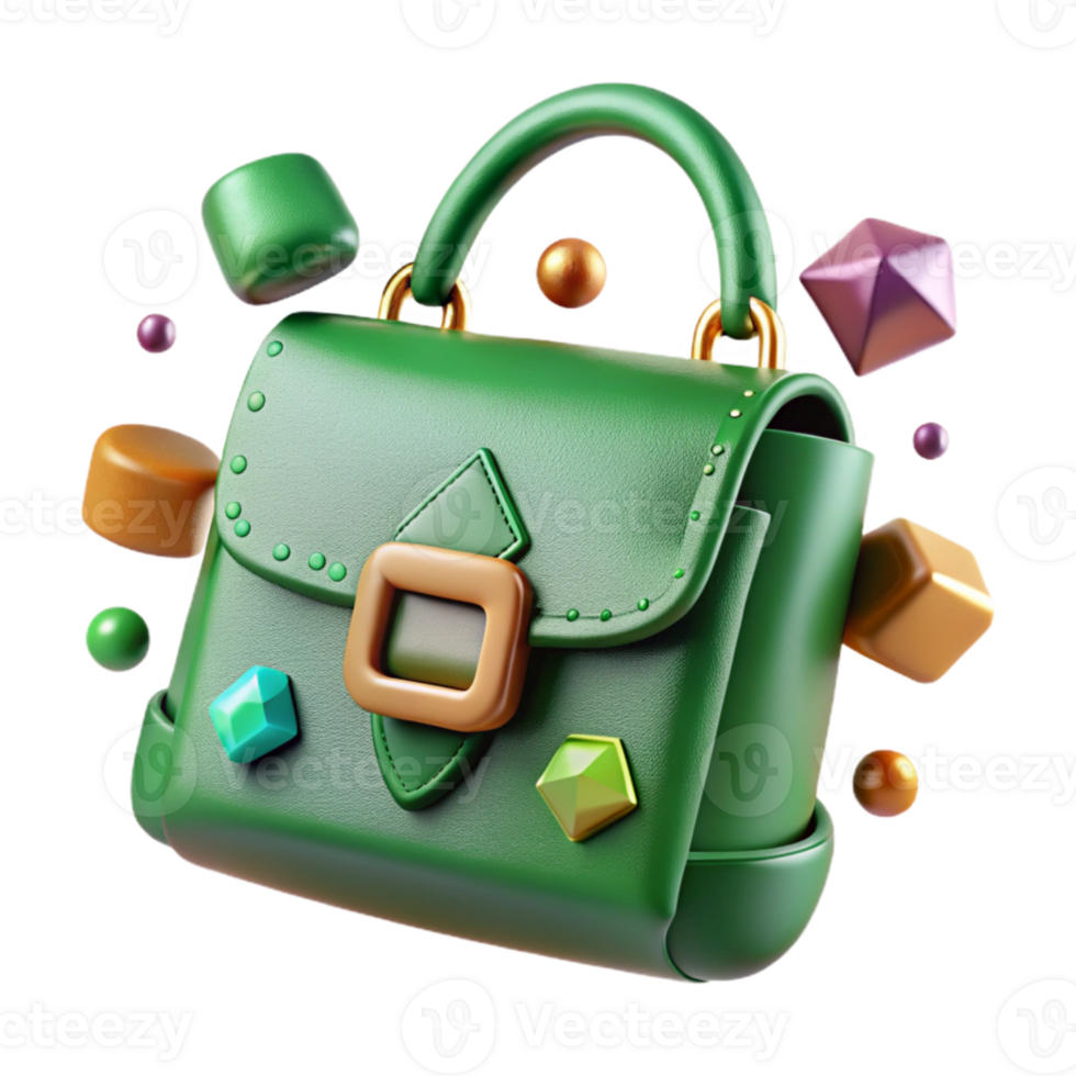 beautiful classic Green Leather Handbag Texture Cutout for Fashion Accessories original png