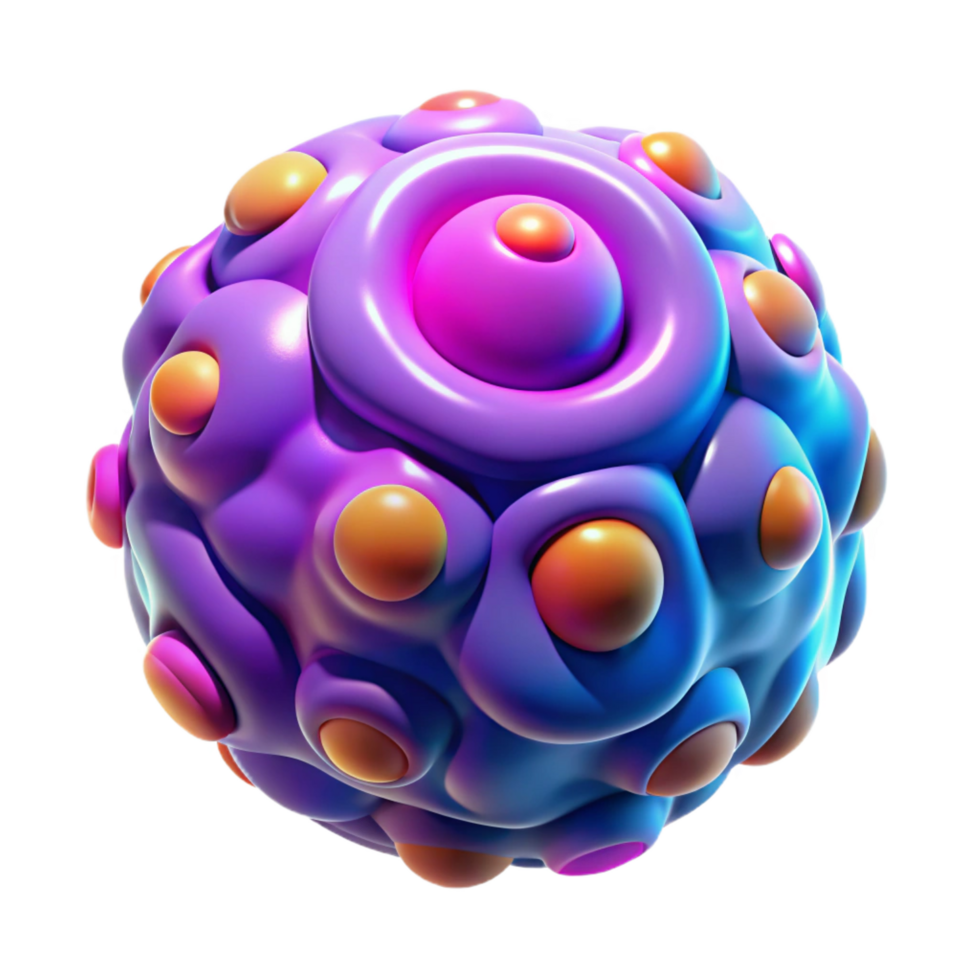 vibrant artistic A microscopic view of cellular structures, with a vibrant, fluorescent lighting, in a bio-art style high quality png