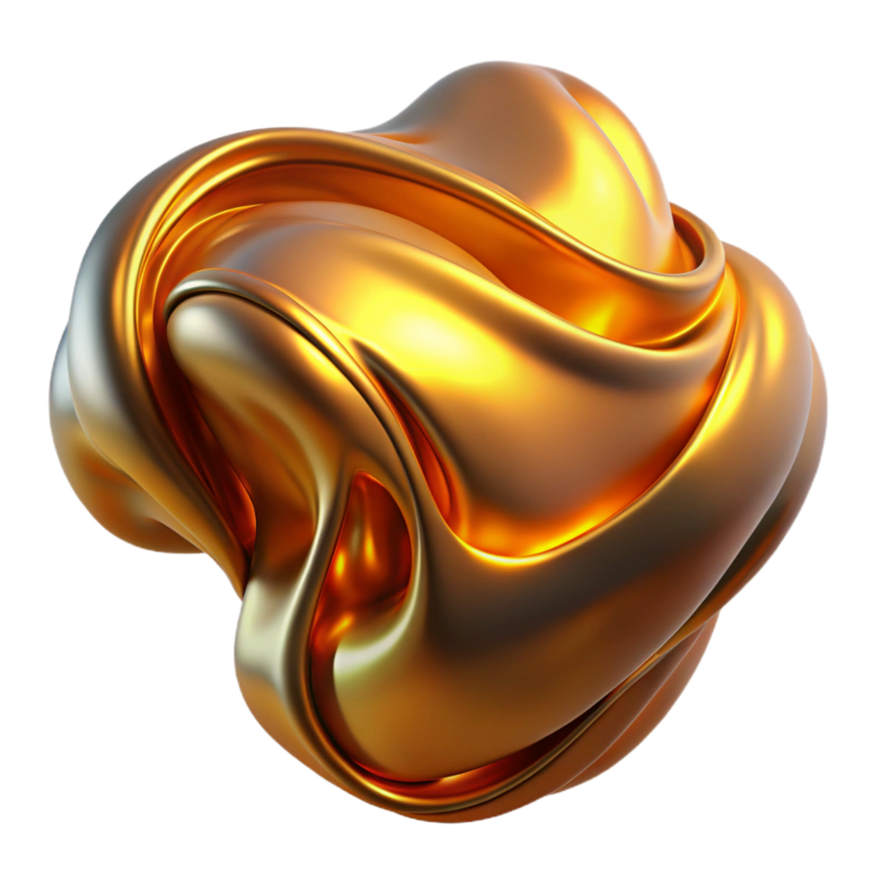 magnificent abstract A flowing, liquid metal form, with a warm, golden light, in a surreal style high resolution png