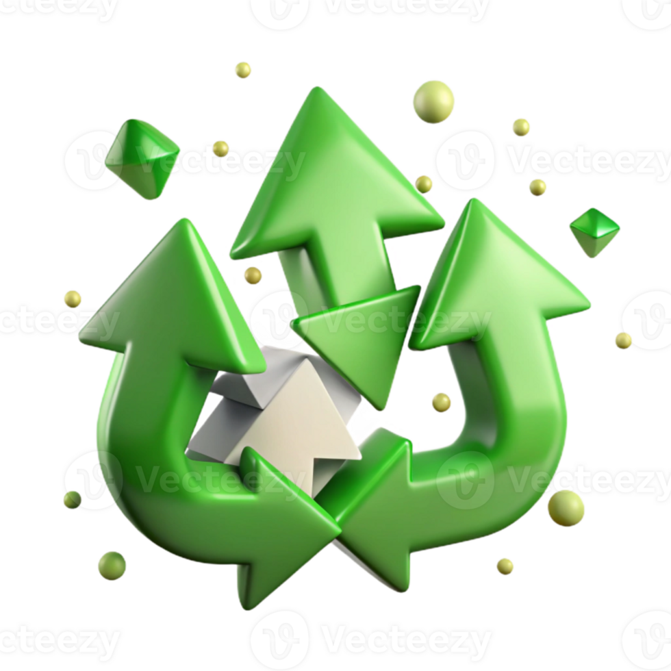 extraordinary minimalist Green Recycling Arrows Upward Motion Isolated original png