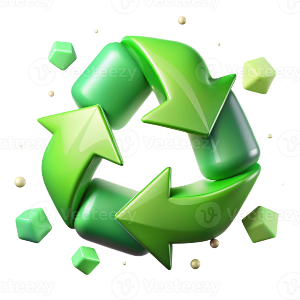 wonderful modern Green Recycling Arrows Circle Loop Transparent Background detailed png