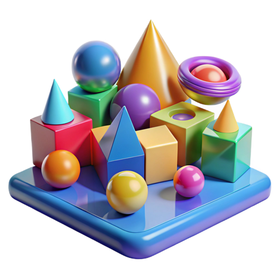 magnificent artistic A field of colorful, geometric shapes, with a bright, playful lighting, in a pop art style genuine png