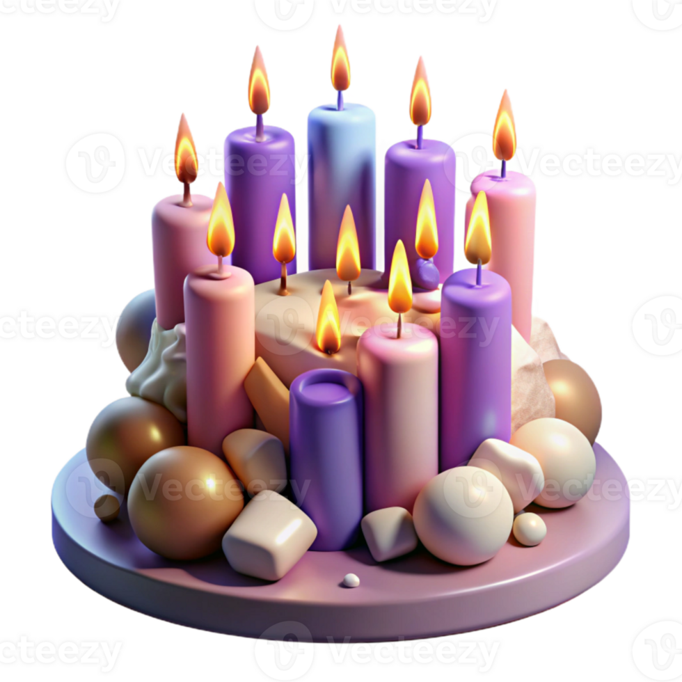 dramatic vintage Group of Unlit Birthday Candles Transparent for Cake Mockups exclusive png