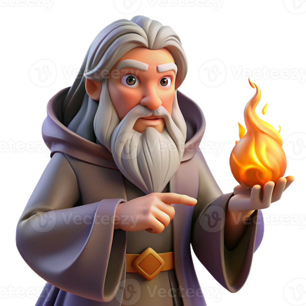 vibrant creative A wise old wizard with a long, flowing beard of woven starlight, holding a mystical orb pulsing with arcane energy, bathed in the warm glow of a magical fire high quality png