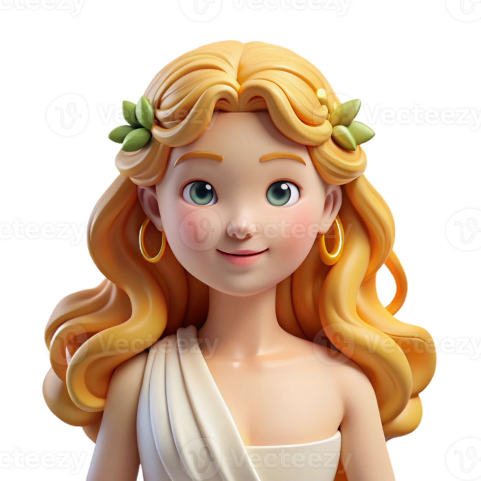 vibrant contemporary Aphrodite, Goddess of Love and Beauty, flowing hair, genuine png