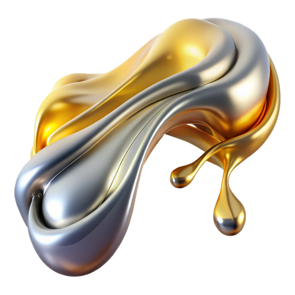 elegant contemporary A cascade of flowing, liquid metal, in shades of silver and gold, illuminated by a warm, golden light 4K png