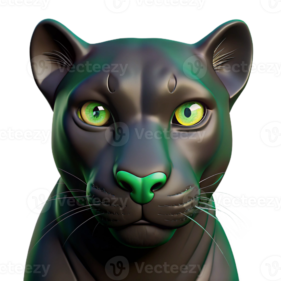 wonderful abstract A sleek black panther with emerald green eyes high quality png