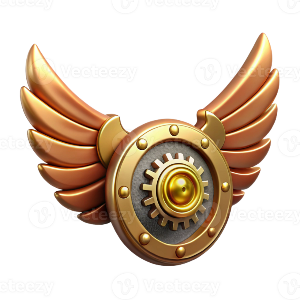 vibrant artistic Steampunk wing icon with intricate clockwork mechanisms and a brass finish detailed png