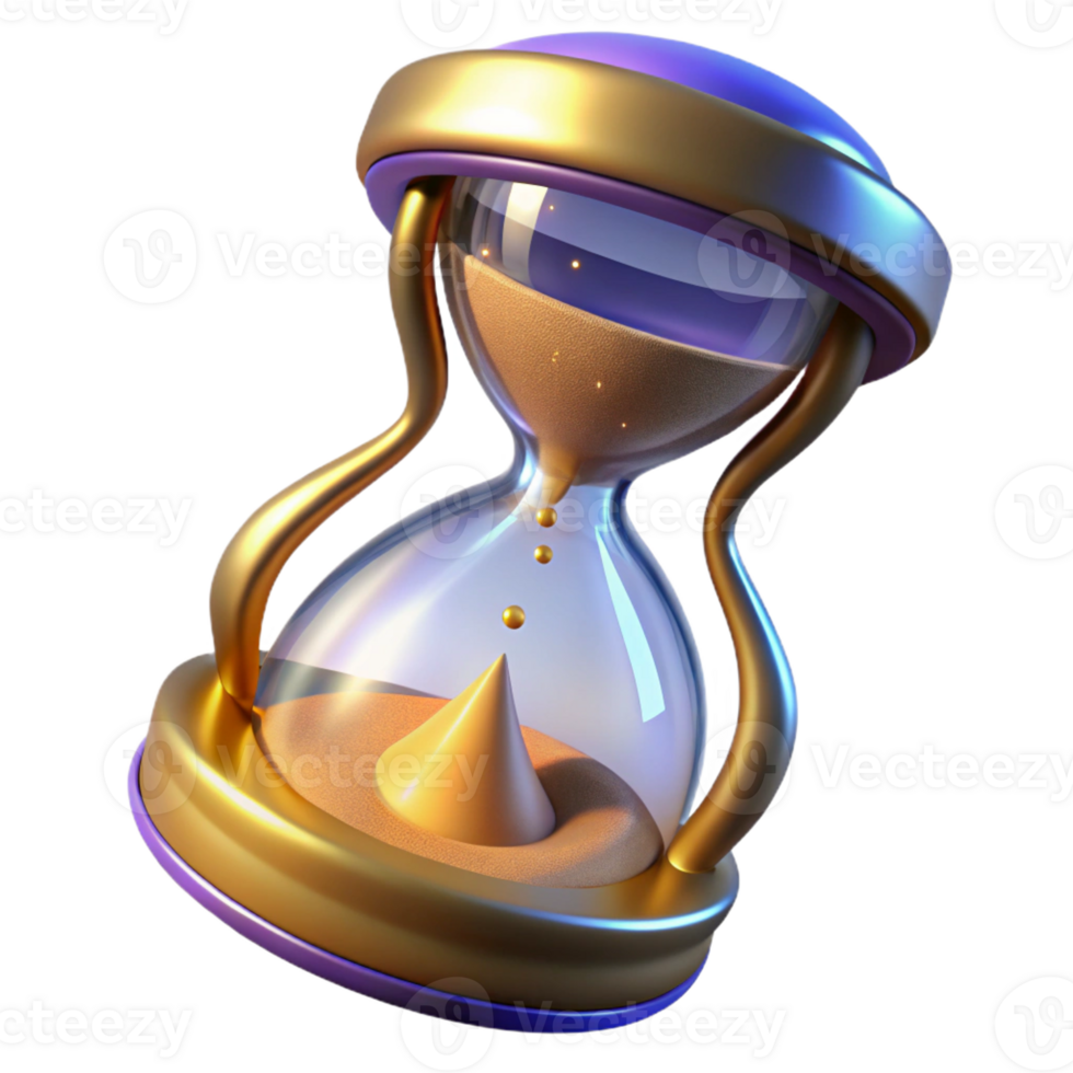 vibrant minimalist A stylized hourglass, sand flowing, glowing with magical energy exclusive png