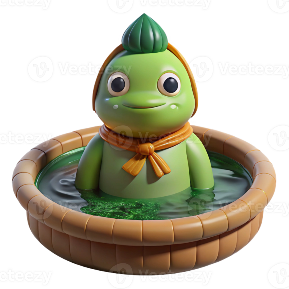 wonderful classic A wise Kappa bathing in a river, dappled sunlight lighting, Japanese folklore style exclusive png
