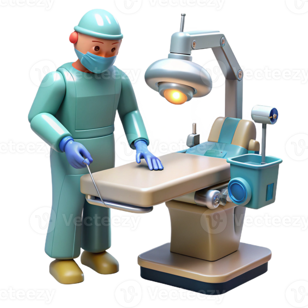 wonderful rustic A robotic surgeon performing a delicate operation, sterile, clinical lighting, medical illustration style premium png