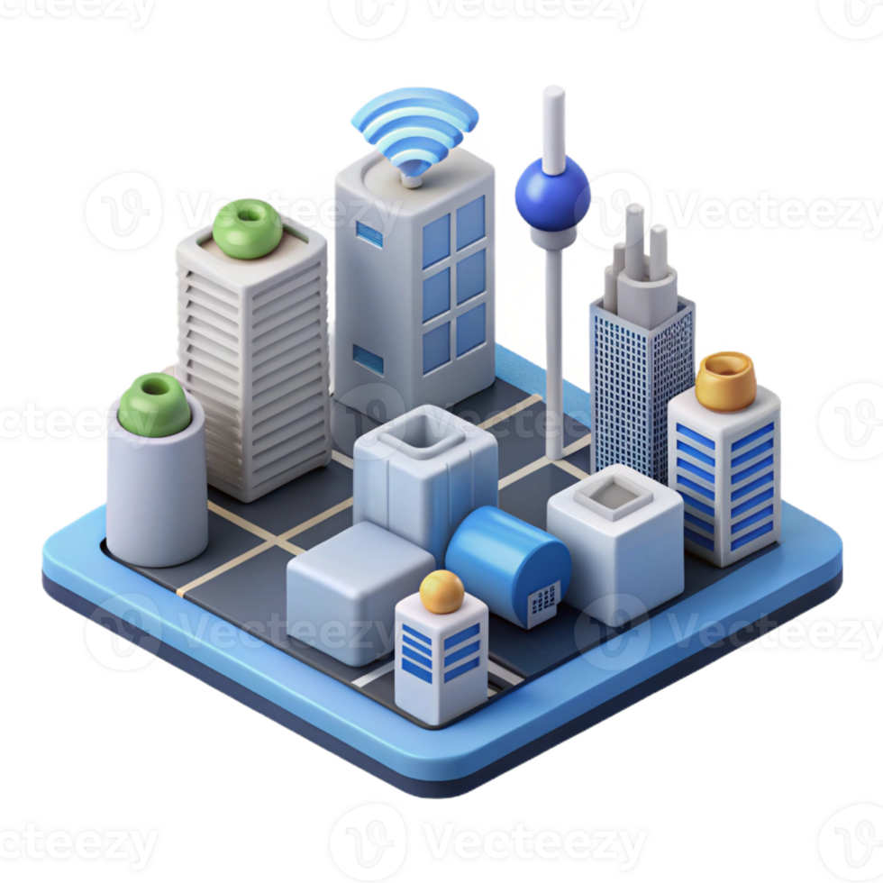 extraordinary abstract Smart city infrastructure connected devices original png