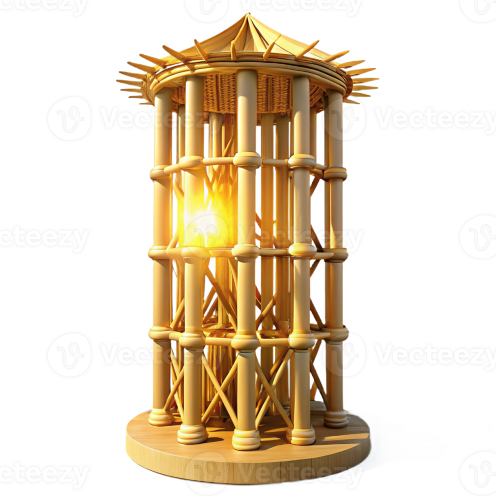 stunning artistic Bamboo skyscraper, intricate lattice structure, sunlight dappling through, sustainable and elegant, Asian inspired style, professional png